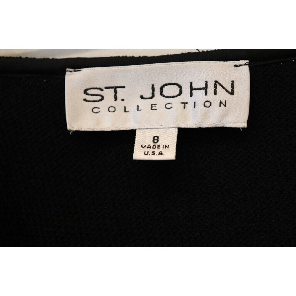 St. John Collection Women's Size US8 Medium Black Pencil Skirt Front Slit Mini - Picture 4 of 7